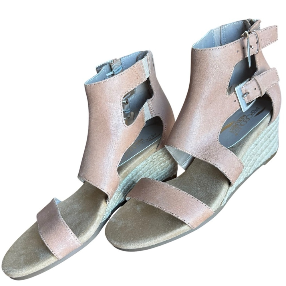 AEROSOLES Sandal Cyberspace Tan Leather Women’s Size 7.5